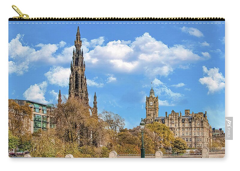 City Of Edinburgh Carry-all Pouch featuring the digital art City of Edinburgh Scotland - Scots Memorial by SnapHappy Photos