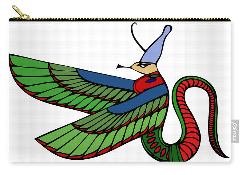 Dragon Zip Pouch featuring the drawing Dragon - demon of Ancient Egypt #3 by Michal Boubin