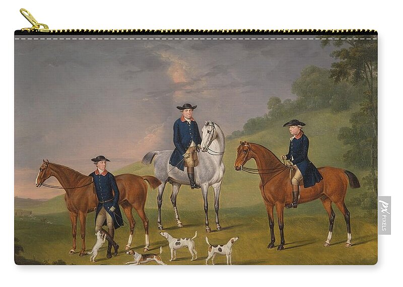 Francis Sartorius Zip Pouch featuring the painting John Corbet, Sir Robert Leighton and John Kynaston with their Horses and Hounds #4 by Francis Sartorius