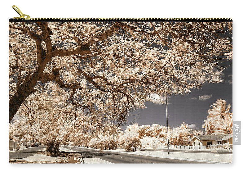 Infrared Photography Zip Pouch featuring the photograph 3 Lanes of Serenity by Gian Smith