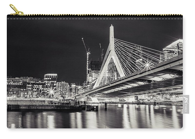 Cityscape Zip Pouch featuring the photograph Leonard P. Zakim Bridge #3 by David Lee