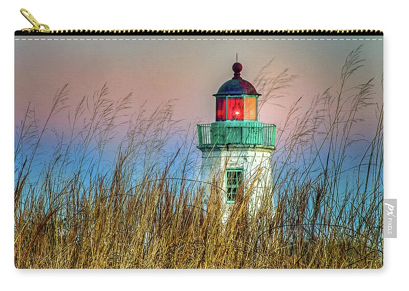 Lighthouse Zip Pouch featuring the photograph Old Point Comfort Light #3 by Jerry Gammon