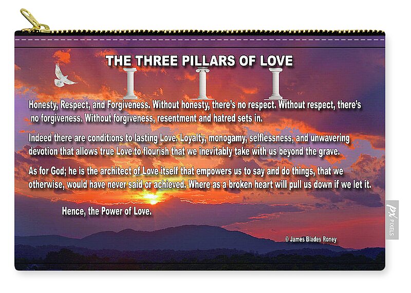 Appalachaian Mountains Zip Pouch featuring the photograph 3 Pillars Of Love by The James Roney Collection
