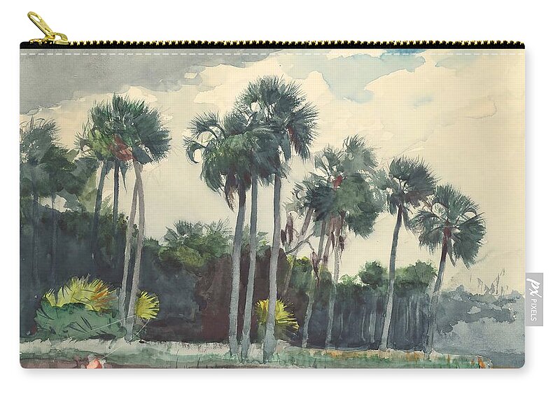Winslow Homer Carry-all Pouch featuring the drawing Red Shirt, Homosassa, Florida by Winslow Homer