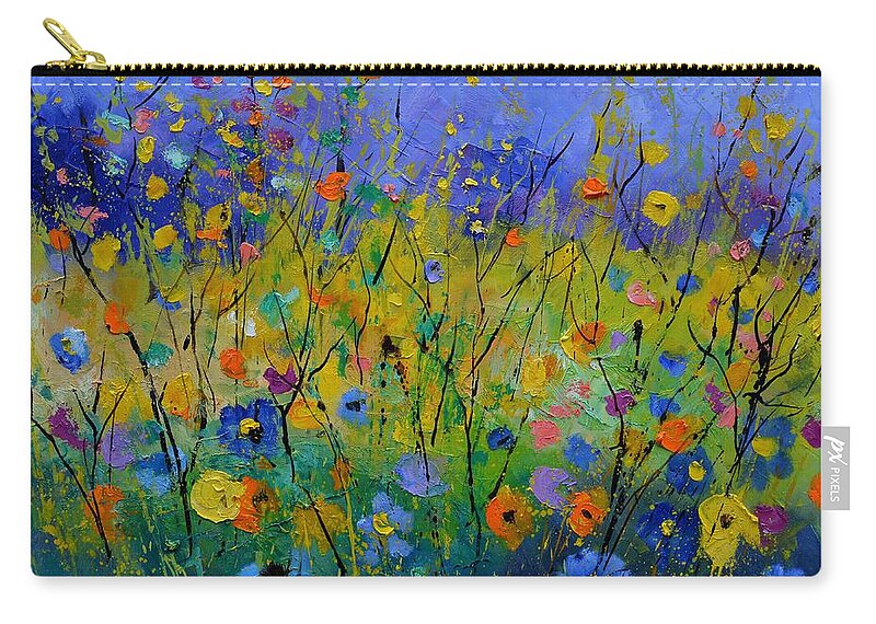 Poppies Zip Pouch featuring the painting Summer flowers #1 by Pol Ledent
