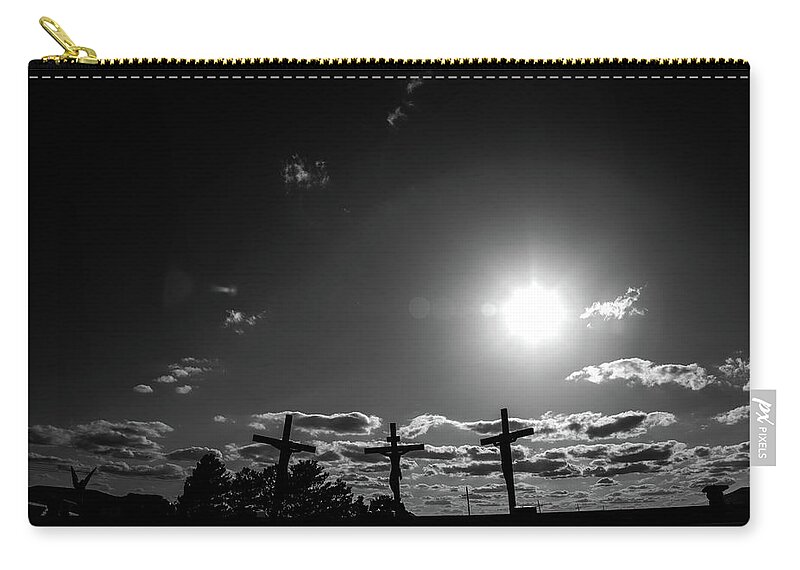 The Cross Of Our Lord Jesus Christ In Groom Texas Zip Pouch featuring the photograph The Cross of our Lord Jesus Christ in Groom Texas by Eldon McGraw