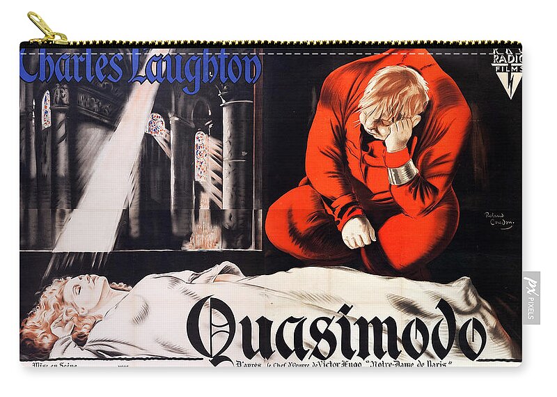 Synopsis Zip Pouch featuring the mixed media ''The Hunchback of Notre Dame'', 1939 - art by Roland Coudon by Movie World Posters
