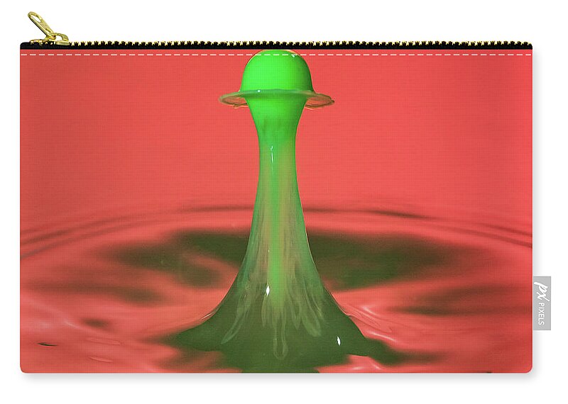 Waterdrop Zip Pouch featuring the photograph Water drop falling onto column of water #3 by Steven Heap