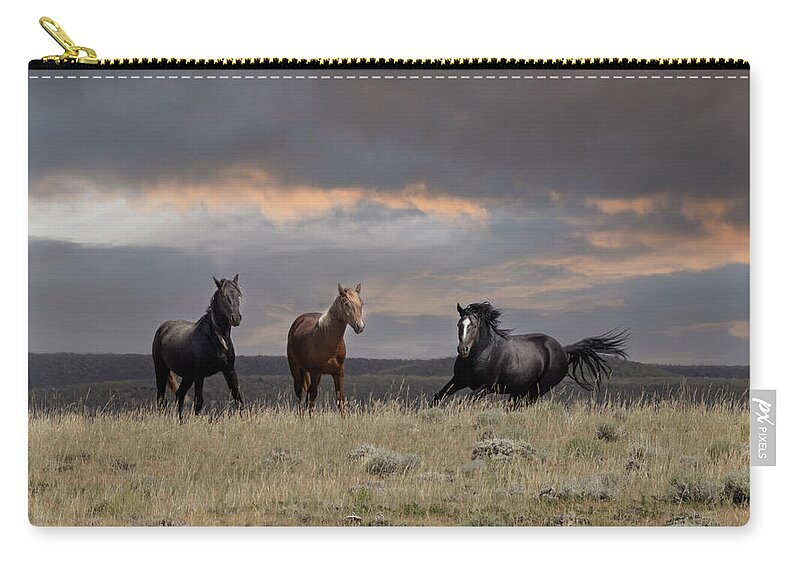 Horse Zip Pouch featuring the photograph Wild Horses #31 by Laura Terriere