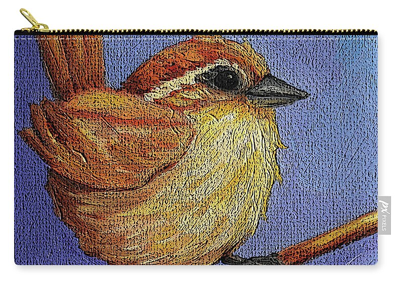 Wren Zip Pouch featuring the painting 31 Wren by Victoria Page