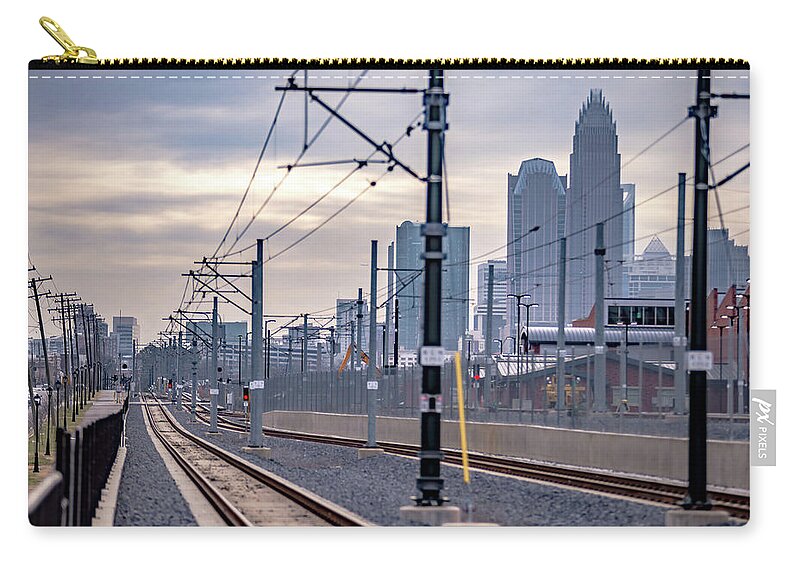 Location Zip Pouch featuring the photograph Charlotte north carolina city skyline and downtown #32 by Alex Grichenko
