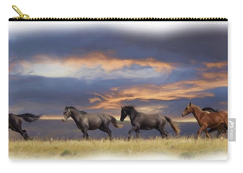 Horse Zip Pouch featuring the photograph Wild Horses #36 by Laura Terriere