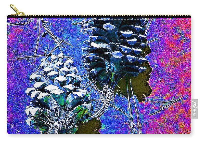 3d Zip Pouch featuring the photograph 3D Pine Cones by Andrew Lawrence