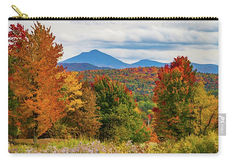 Camels Hump Mountain Zip Pouch featuring the photograph Autumn scene in Vermont #4 by Ann Moore