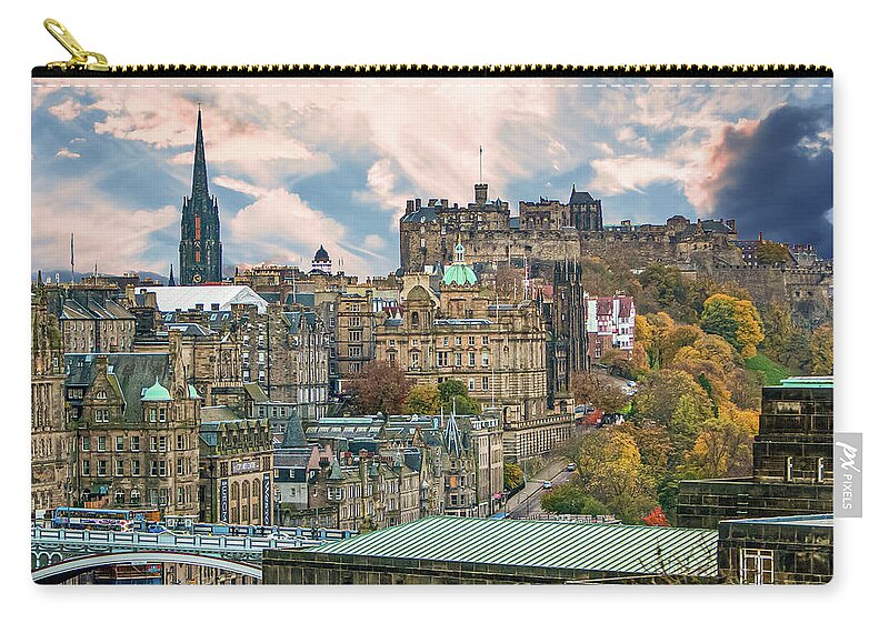 City Of Edinburgh Carry-all Pouch featuring the digital art City of Edinburgh Scotland by SnapHappy Photos
