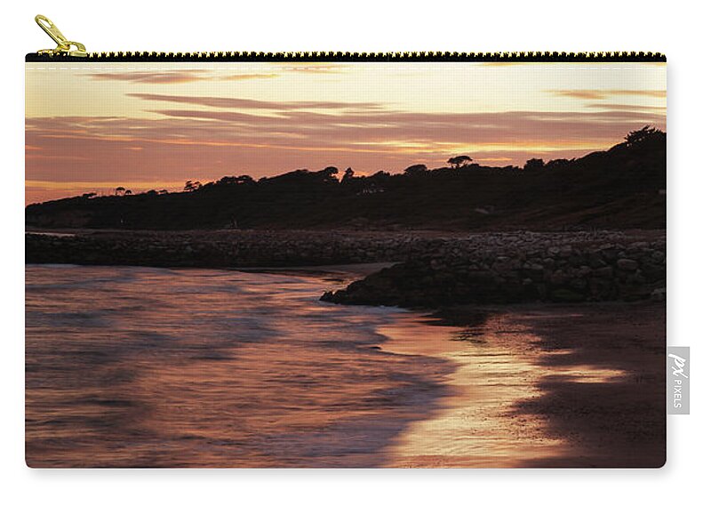 Highcliffe Zip Pouch featuring the photograph Highcliffe Beach at sunset #4 by Ian Middleton
