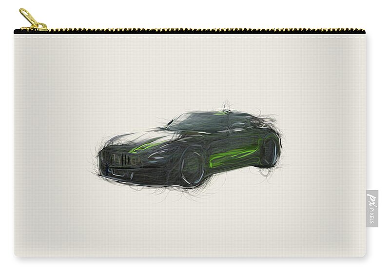 Mercedes Zip Pouch featuring the digital art Mercedes AMG GT R PRO Car Drawing #4 by CarsToon Concept