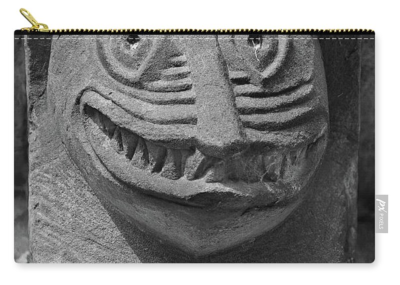Romanesque Zip Pouch featuring the sculpture The Stone Bestiary - Photo of Norman Romanesque relief sculptures from Kilpec by Paul E Williams