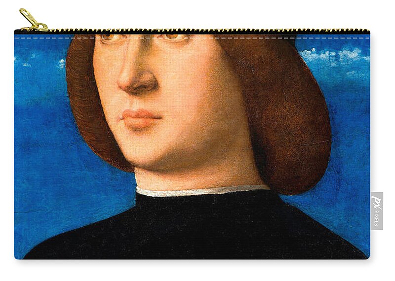 Giovanni Bellini Zip Pouch featuring the painting Portrait of a Young Man #5 by Giovanni Bellini