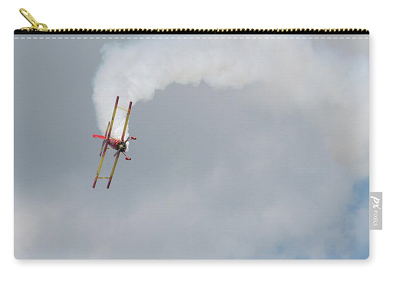 Red Zip Pouch featuring the photograph Red and Yellow Airplane by Carolyn Hutchins