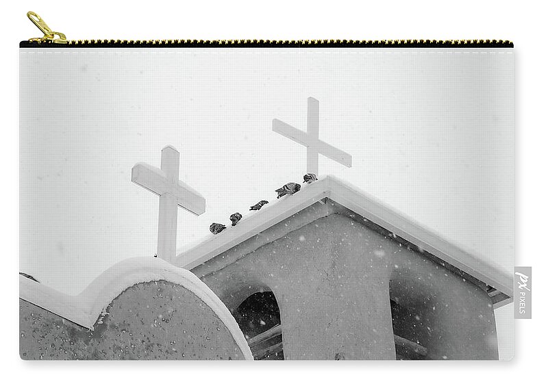 Taos Zip Pouch featuring the photograph San Francisco de Asis Mission Church #4 by Elijah Rael