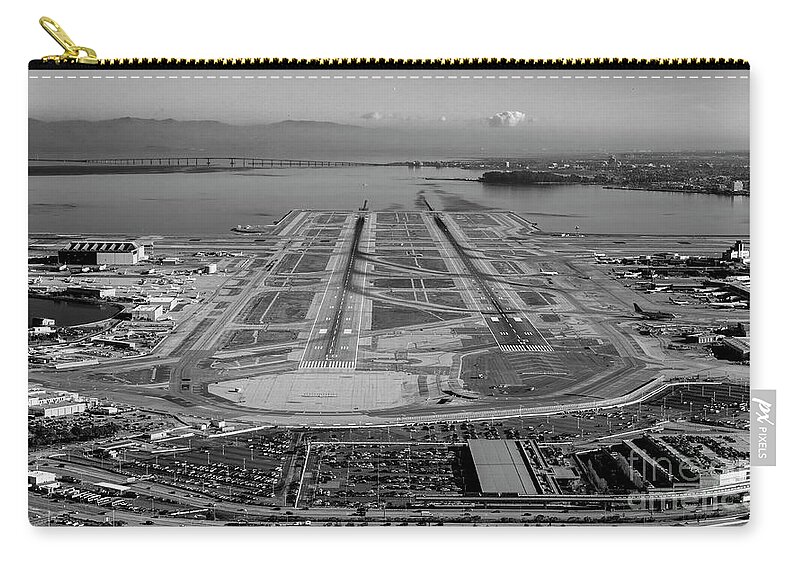 San Francisco International Airport Zip Pouch featuring the photograph San Francisco International Airport Aerial View by David Oppenheimer