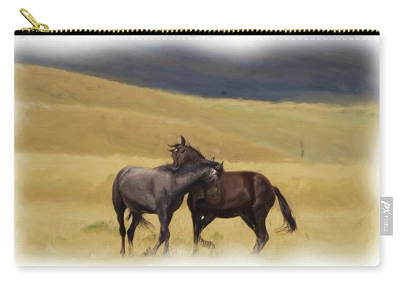 Horse Zip Pouch featuring the photograph Stallions #4 by Laura Terriere