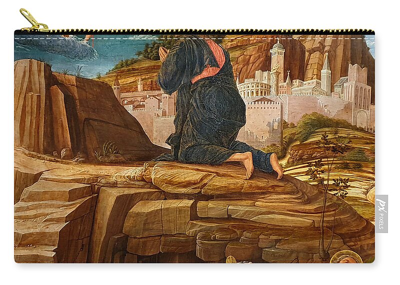 The Agony In The Garden Zip Pouch featuring the painting The Agony in the Garden #4 by Andrea Mantegna