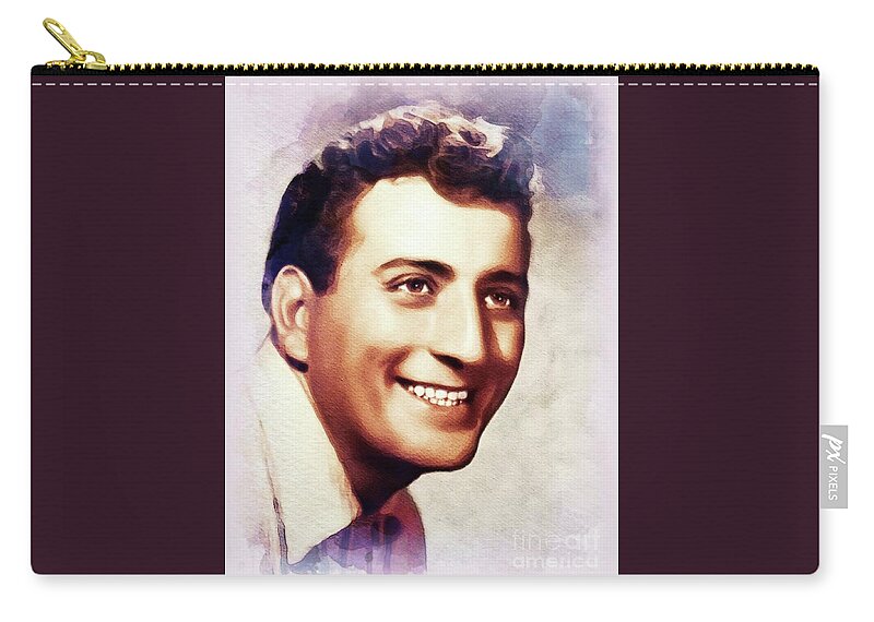 Tony Zip Pouch featuring the painting Tony Bennett, Music Legend #4 by Esoterica Art Agency