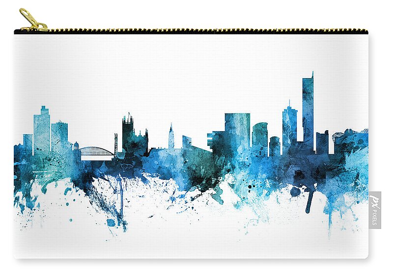 Manchester Zip Pouch featuring the digital art Manchester England Skyline #40 by Michael Tompsett