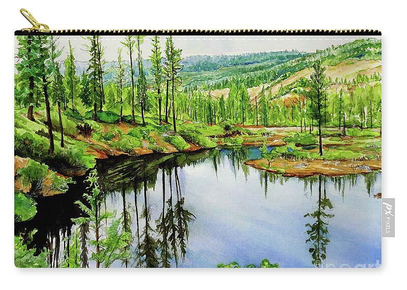 Placer Arts Zip Pouch featuring the painting #439 Reflection #439 by William Lum