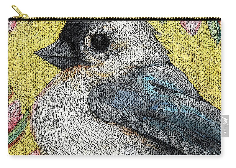 Bird Zip Pouch featuring the painting 44 Titmouse by Victoria Page