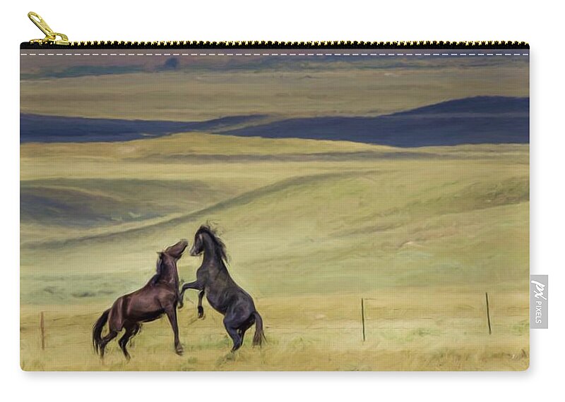 Horse Zip Pouch featuring the photograph Wild Horses #46 by Laura Terriere