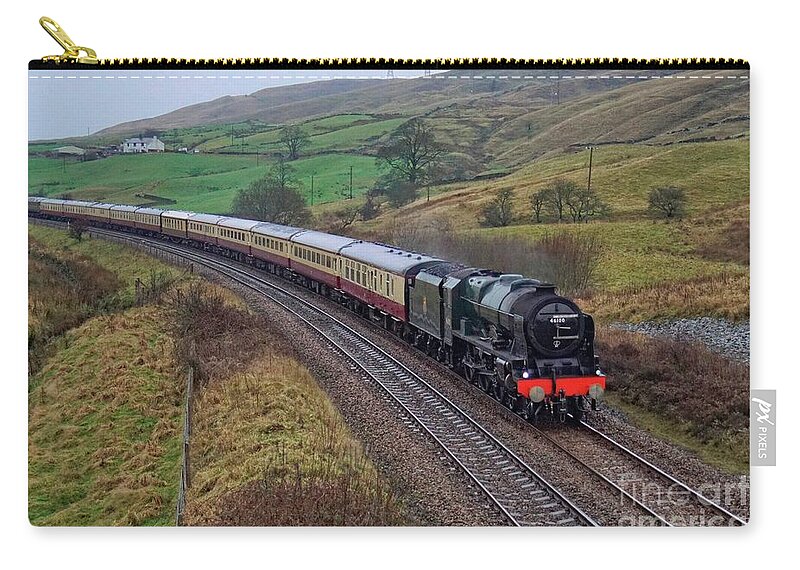 Steam Zip Pouch featuring the photograph 46100 Royal Scot at Copy Pit by David Birchall