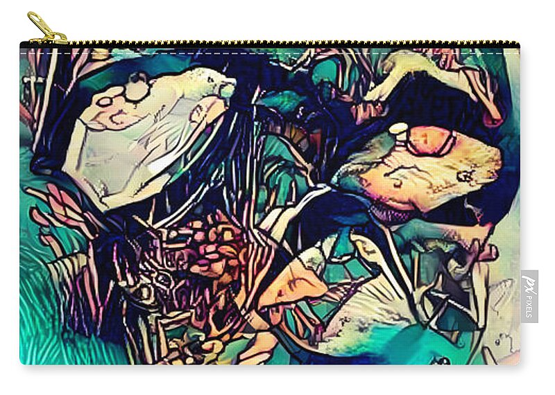 Contemporary Art Zip Pouch featuring the digital art 48 by Jeremiah Ray