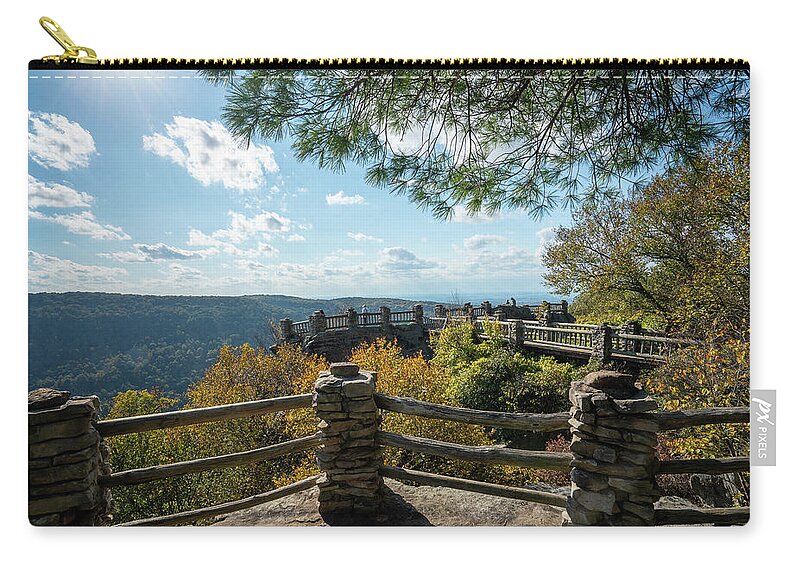 Cheat River Canyon Zip Pouch featuring the photograph Coopers Rock state park overlook over the Cheat River in West Vi #16 by Steven Heap