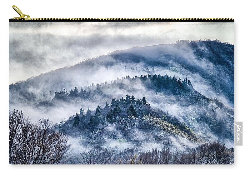 Cowee Zip Pouch featuring the photograph Early morning sunrise over blue ridge mountains #5 by Alex Grichenko