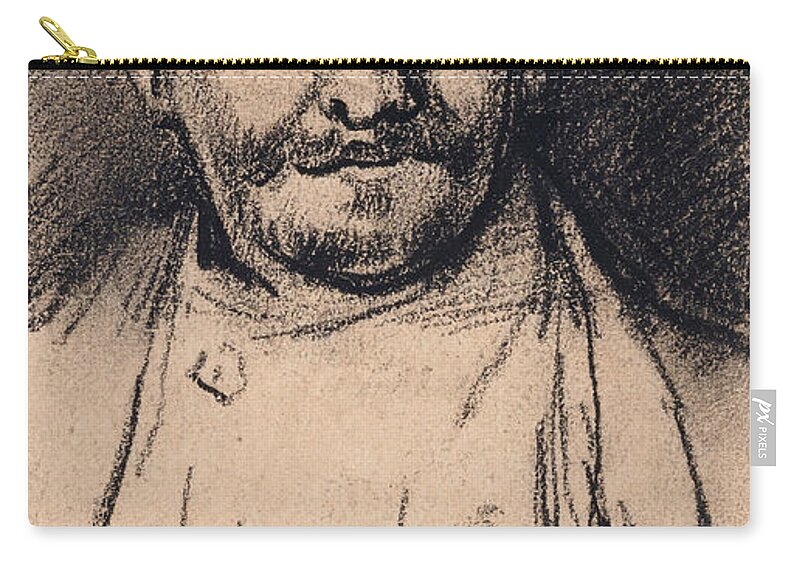 Vincent Van Gogh Zip Pouch featuring the drawing Head of a Man #5 by Vincent van Gogh