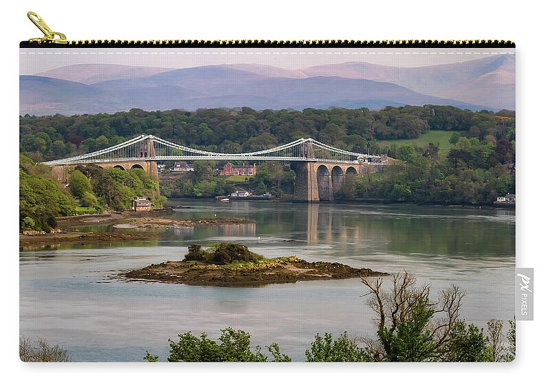 Uk Zip Pouch featuring the photograph Menai Straits Suspension Bridge #3 by Shirley Mitchell