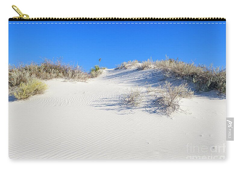Chihuahuan Desert Zip Pouch featuring the photograph White Sands Gypsum Dunes #5 by Raul Rodriguez