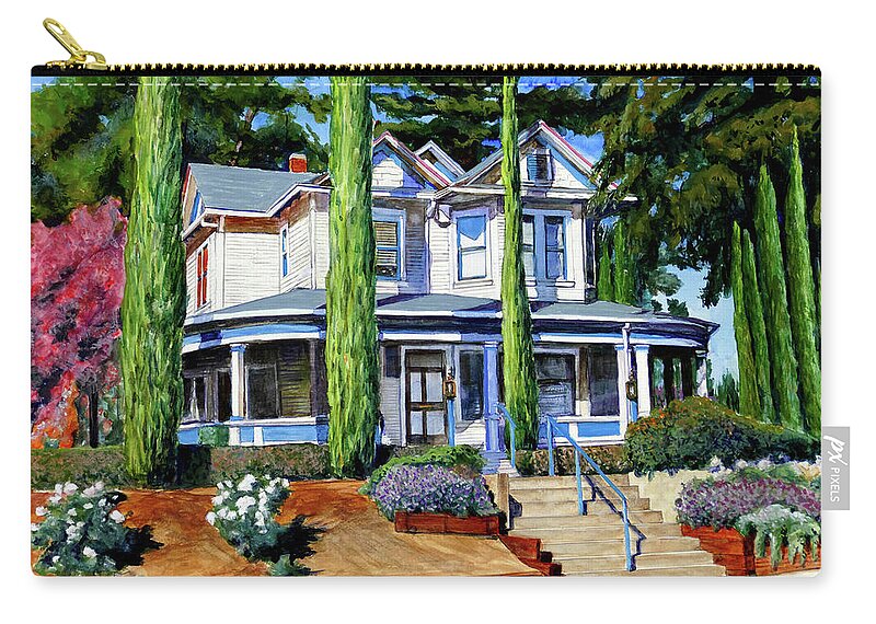 Placer Arts Zip Pouch featuring the painting #518 Haman House #518 by William Lum