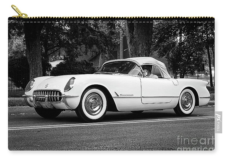 Chevrolet Zip Pouch featuring the photograph '54 Corvette Convertible #54 by Dennis Hedberg