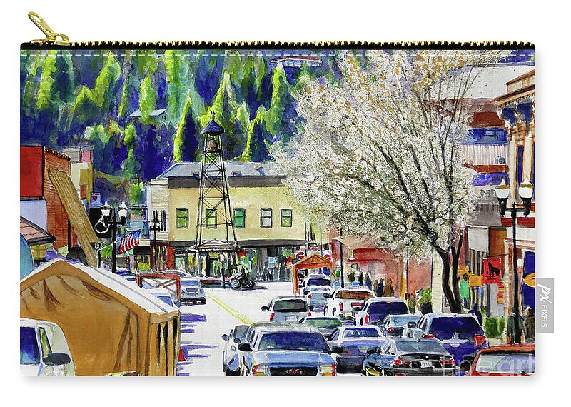 Placer Arts Zip Pouch featuring the painting #544 Placerville 2021 #544 by William Lum