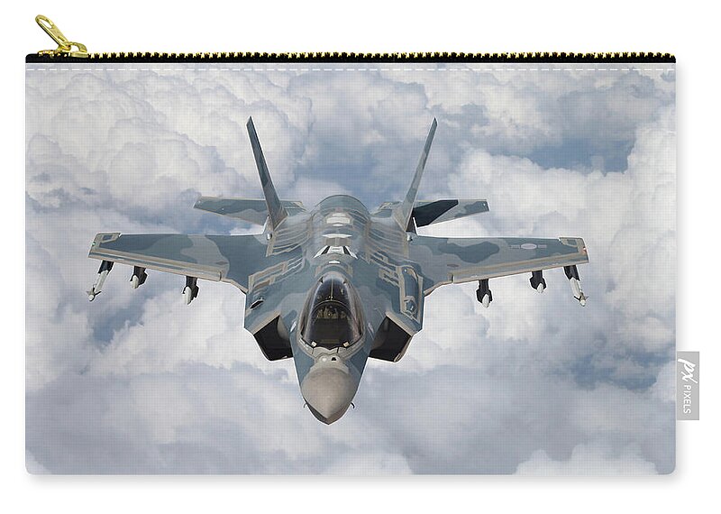 Lightning Zip Pouch featuring the digital art 59. ROKAF F-35A Air Superiority by Custom Aviation Art