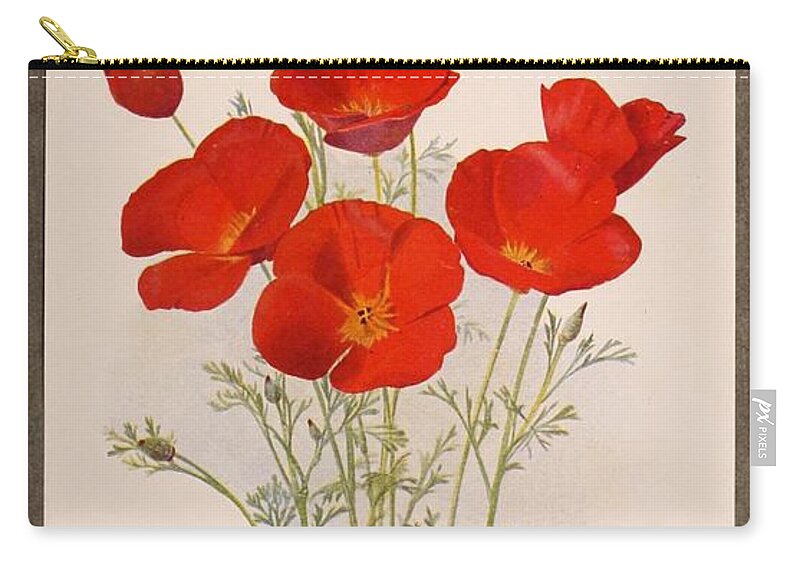 Flower Zip Pouch featuring the mixed media Beautiful Vintage Flower #599 by World Art Collective