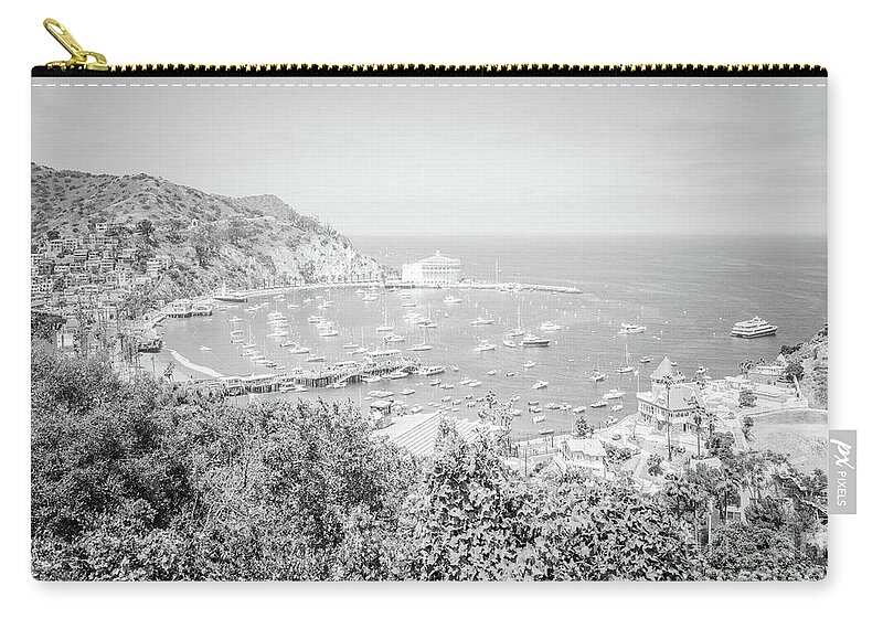 2017 Zip Pouch featuring the photograph Catalina Island Avalon Bay Black and White Picture #6 by Paul Velgos