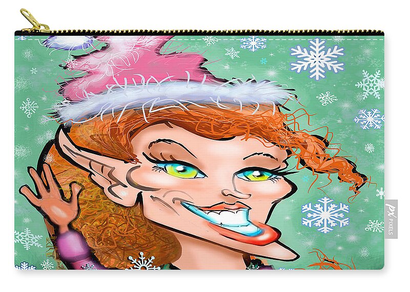 Christmas Carry-all Pouch featuring the digital art Christmas Elf by Kevin Middleton