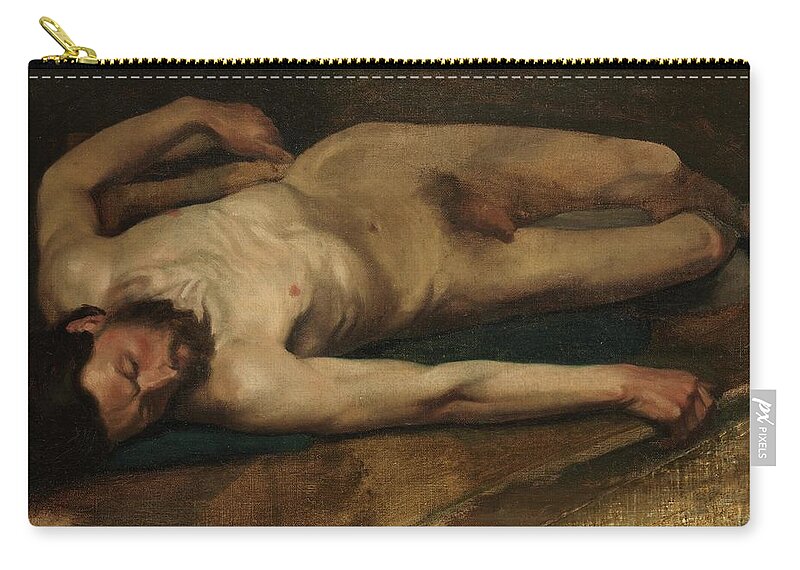Nude Zip Pouch featuring the painting Male Nude #9 by Edgar Degas