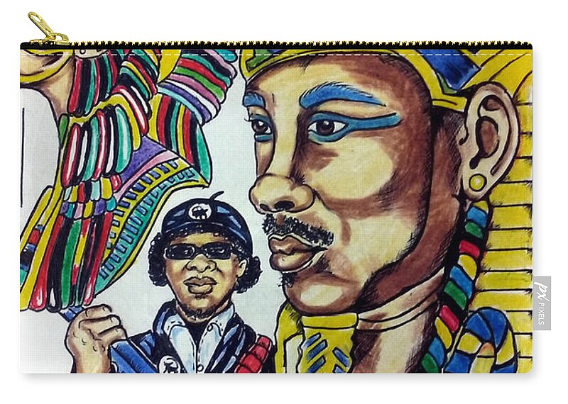 Black Art Zip Pouch featuring the drawing Untitled #6 by Joedee