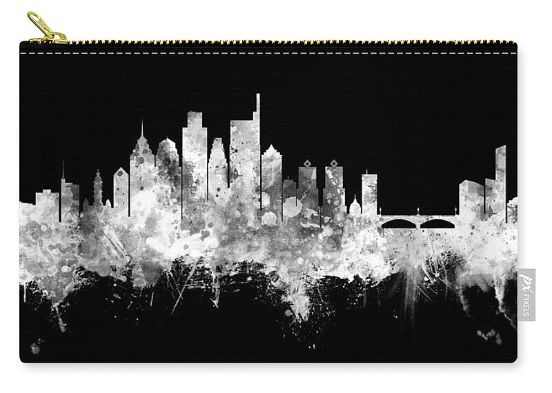 Philadelphia Zip Pouch featuring the digital art Philadelphia Pennsylvania Skyline #60 by Michael Tompsett
